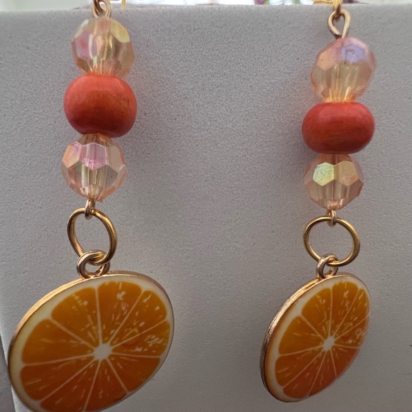 Juicy Orange Dangle Earrings - Picture 2 of 4